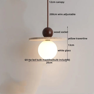 Celako™ Aurimar Pendant Light | Yellow Travertine Stone Bedroom Lighting