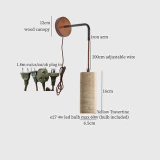Celako™ Terreluna Wall Light | Yellow Travertine Bedroom Lighting