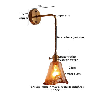 Celako™ Kiyoro Wall Light | Copper Glass Bedroom Lighting