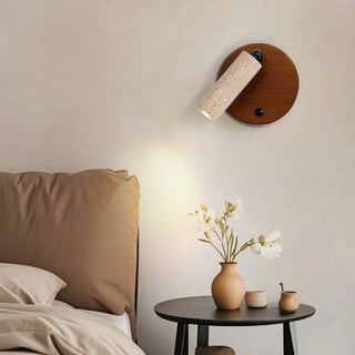 Celako™ Sienzo Wall Light | Yellow Travertine Wood Bedroom Lighting
