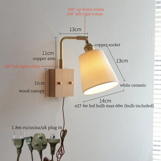 Celako™ Arcillo Wall Light | White Ceramic Bedroom Lighting