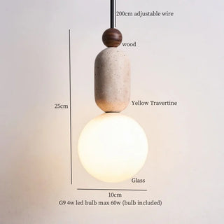 Celako™ Porosus Pendant Light | Stone Yellow Travertine Bedroom Lighting