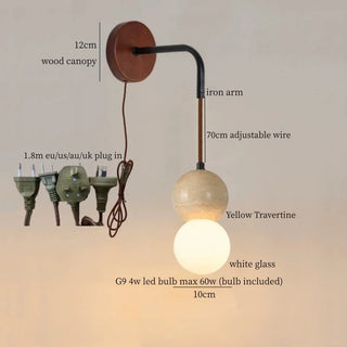 Celako™ Velaterra Wall Light | Yellow Travertine Living Room Lighting