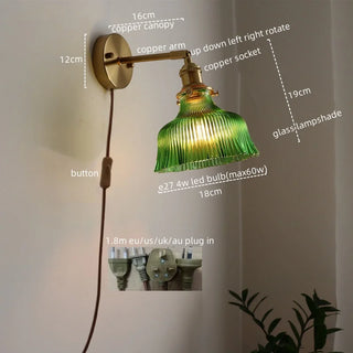 Celako™ Cuvria Wall Light | Copper Glass Bedroom Lighting