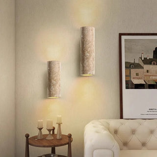 Celako™ Lapidar Wall Light | Yellow Travertine Bedroom Lighting