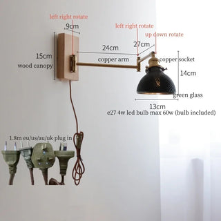 Celako™ Oscilla Wall Light | Copper Glass Bedroom Lighting
