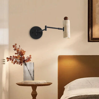 Celako™ Velato Wall Sconce Light | Yellow Travertine Bedroom Lighting