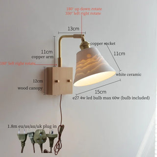 Celako™ Arcillo Wall Light | White Ceramic Bedroom Lighting