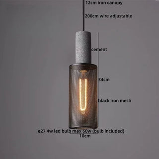 Celako™ Ferovi Pendant Light | Cement Iron Mesh Vintage Loft Bedroom Lighting