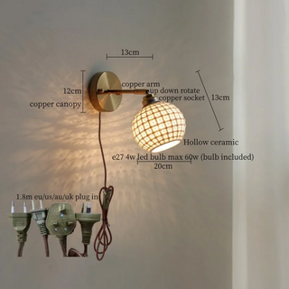 Celako™ Teraku Wall Light | Ceramic Wabi Sabi