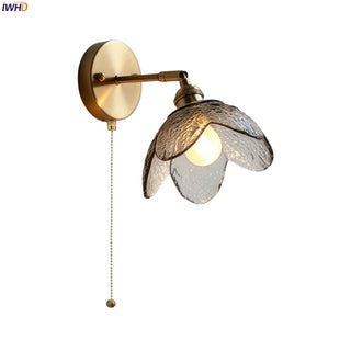 Celako™ Petaloid Wall Light | Glass Copper Bedroom Lighting