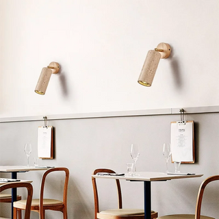 Celako™ Auravine Wall Light | Yellow Travertine Stone Bedroom Lighting
