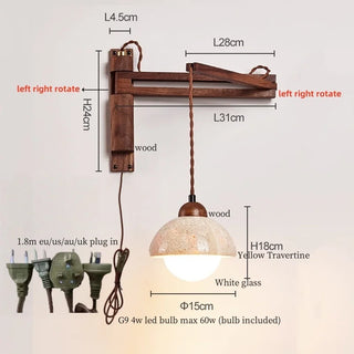 Celako™ Pietroso Wall Light | Wood Stone Contemporary Bedroom Lighting