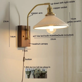 Celako™ Bronzia Wall Light | Glass Bedroom Lighting