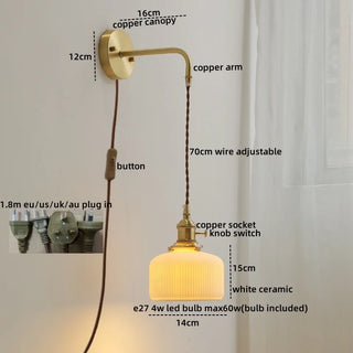 Celako™ Cerone Wall Light | Ceramic Copper Bedroom Lighting