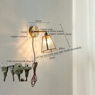 Celako™ Verrique Wall Light | Copper Glass Bedroom Lighting