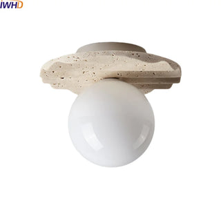 Celako™ Ochrine Ceiling Light | Yellow Travertine Dining Room Lighting