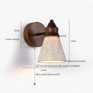 Celako™ Traverto Wall Light | Yellow Travertine Bedroom Lighting