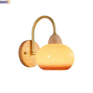 Celako™ Orvion Wall Light | Glass Wood Nordic Bedroom Lighting