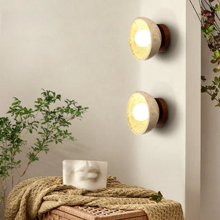 Celako™ Lapide Wall Light | Travertine Bedside Lighting