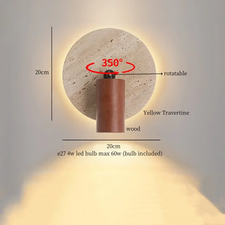 Celako™ Aurivine Wall Light | Yellow Travertine Bedroom Lighting