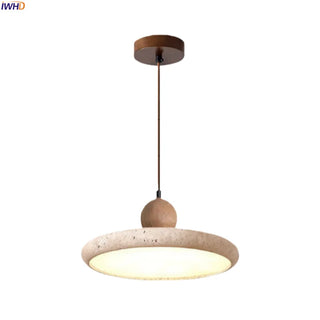 Celako™ Aurelune Pendant Light | Yellow Travertine Wabi Sabi Living Room Lighting