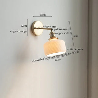 Celako™ Porcella Wall Light | White Ceramic Bedroom Lighting