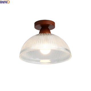 Celako™ Oakura Ceiling Light | Glass Wood Living Room Lighting