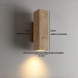 Celako™ Avetra Wall Light | Yellow Travertine Bedside Lighting