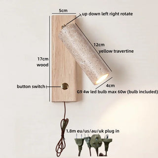 Celako™ Terravo Wall Light | Yellow Travertine Bedroom Lighting