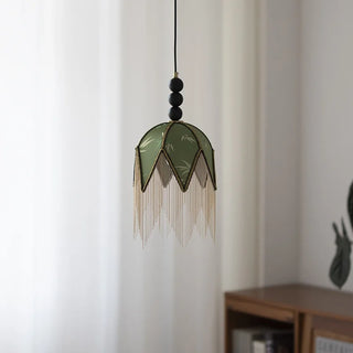 Celako™ Tessora Pendant Light | Green Tassel Cloth Dining Room Lighting