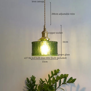 Celako™ Vitrovia Pendant Light | Green Glass Bedroom Lighting