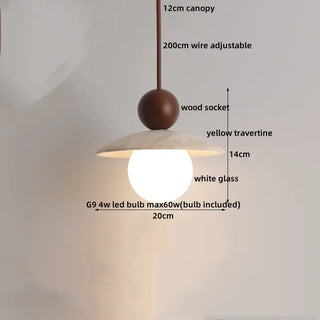 Celako™ Aurimar Pendant Light | Yellow Travertine Stone Bedroom Lighting