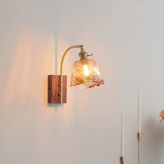 Celako™ Aurumora Wall Light | Amber Glass Bedroom Lighting