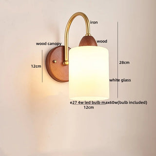 Celako™ Opaloak Wall Light | Wood Glass Modern Bedroom Lighting
