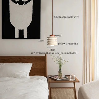 Celako™ Okerra Pendant Light | Yellow Travertine Bedroom Lighting