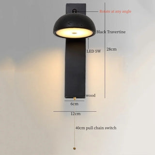 Celako™ Neropetra Wall Light | Black Travertine Bedroom Lighting