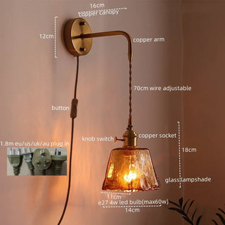 Celako™ Cuvara Wall Light | Glass Copper Bedroom Lighting