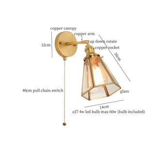 Celako™ Hexara Wall Light | Copper Glass Bedroom Lighting