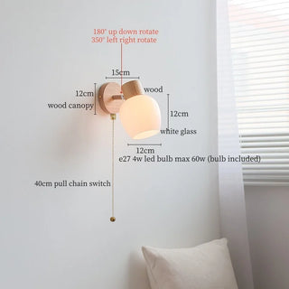 Celako™ Opaleri Wall Light | White Glass Bedroom Lighting