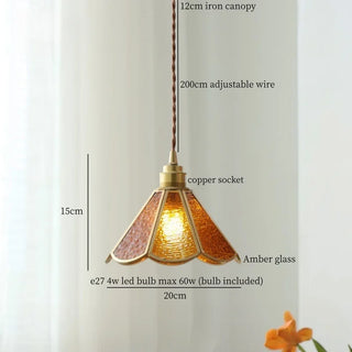 Celako™ Ambrato Pendant Light | Amber Glass French Vintage