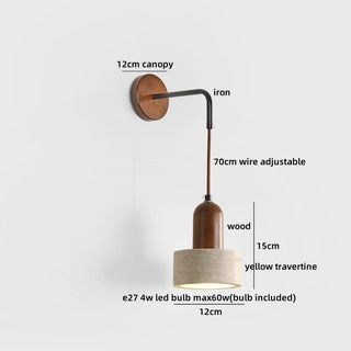 Celako™ Travita Wall Light | Travertine Bedside Lighting