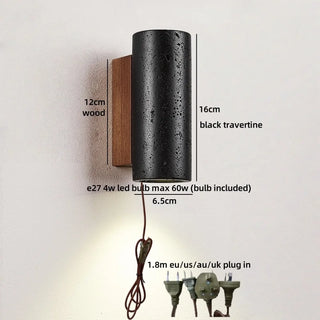 Celako™ Striato Wall Light | Black Travertine Vintage
