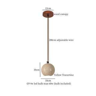 Celako™ Ishika Pendant Light | Yellow Travertine Bedroom Lighting