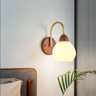 Celako™ Opaloak Wall Light | Wood Glass Modern Bedroom Lighting