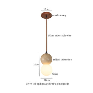 Celako™ Heliolith Pendant Light | Yellow Travertine Kitchen Island Lighting