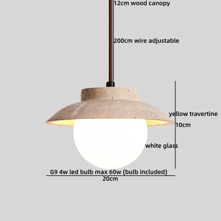 Celako™ Terravine Pendant Light | Yellow Travertine Glass Bedroom Lighting