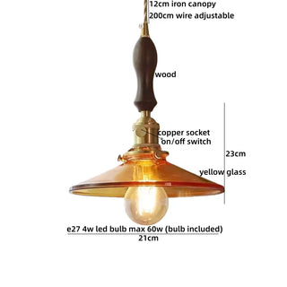 Celako™ Embera Pendant Light | Amber Glass Bedroom Lighting