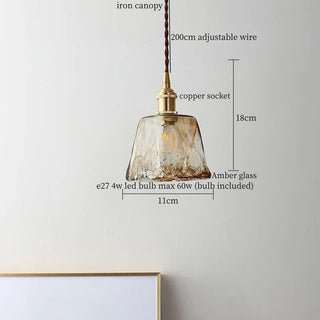 Celako™ Succinite Pendant Light | Amber Glass Japan Vintage Bedroom Lighting