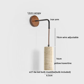 Celako™ Travita Wall Light | Travertine Bedside Lighting